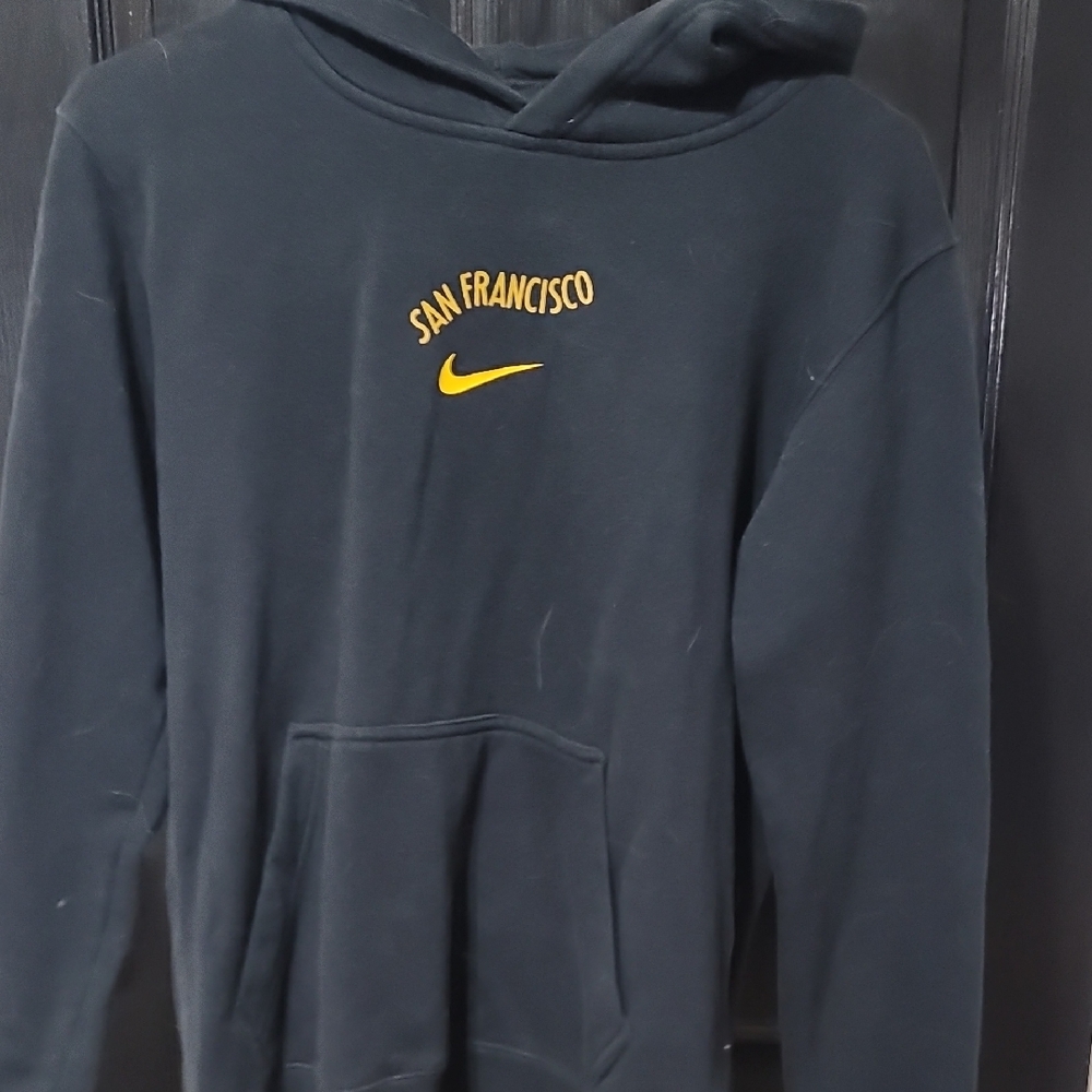 Nike Black Crewneck Hoodie with Yellow Swoosh